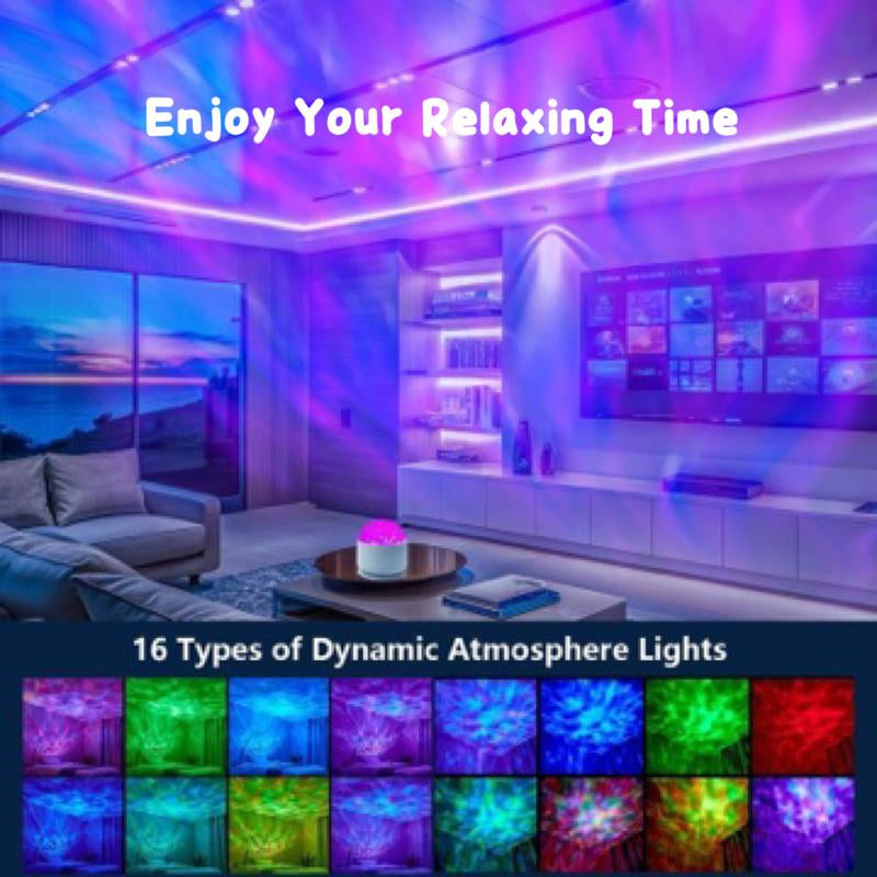16 Colors Remote Control ！Ocean Wave Projector Light + 3D Water Ripple Effect！ Remote | Perfect Gift for Couples & Kids ​